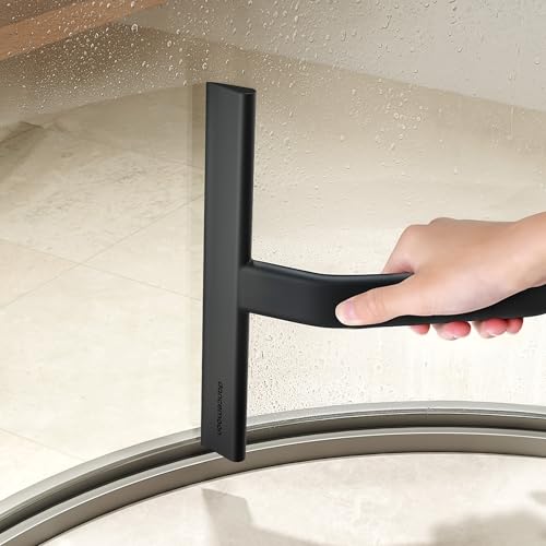 dancemoon JustHang Shower Squeegee with Built-in Hook, 10-Inch Black - color: Classic Black