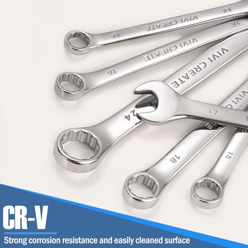 vivicreate 12-Piece Wrench Set, Metric Wrench Set 8mm-24mm, Combination Wrench Sets with Oxford Cloth Storage Bag for Home, Garage, Automotive Repair and Emergency Use - Made in India