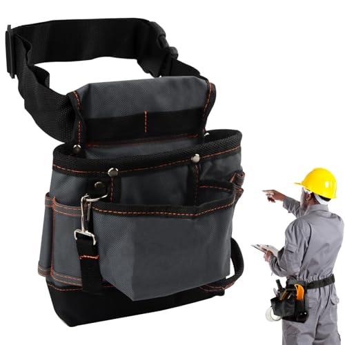 Electrician Tool Pouch with Belt Clip - 8 Pocket for Carpenters,Technicians