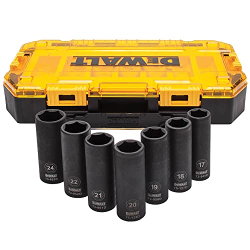 DEWALT DWMT74737 Tough Box 7PC mm 1/2 Deep Drive Impact Socket Set - style: Metric