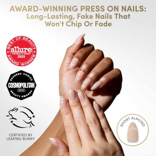 Glamnetic Press On Nails - Short Almond, Velvet Fake Nails 30 Pc Full Kit - color: 3Z - Not Your Cinder-Ella