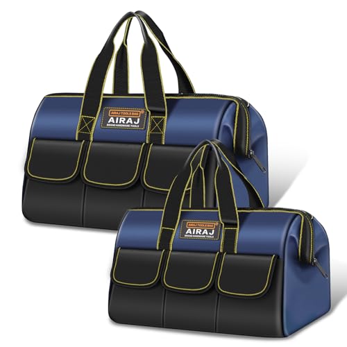 AIRAJ 2 Pack Large Tool Bag,16" & 18"Wide Mouth Tool Bags for Men and Women - size: 16"+18"