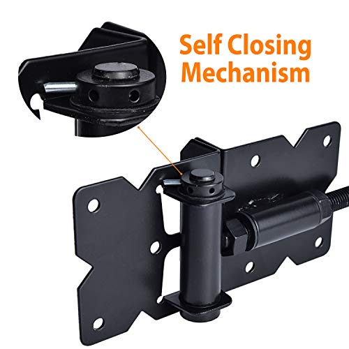 Self Closing Gate Hinges Heavy Duty, 90 Degree Adjustable, 2 Pcs - color: Black(1pcs)