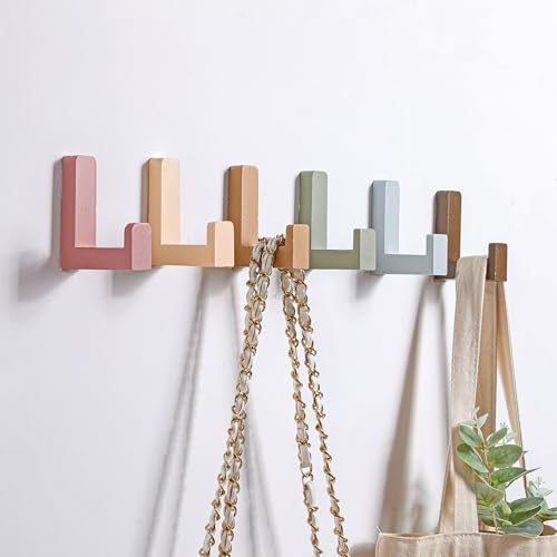 Teenyyou 6 Pcs Cute Kids Wall Hooks Adhesive for Backpack Bohemian Color - color: Bohemian Color