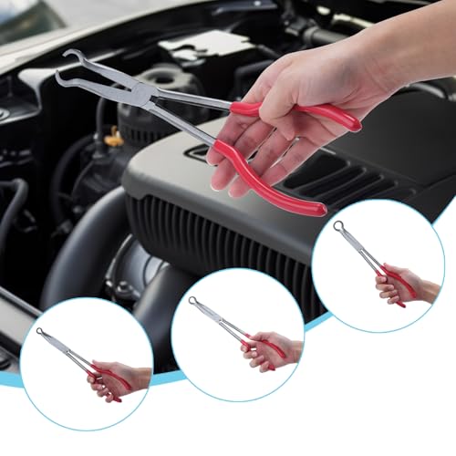 3PCS Circle Nose Pliers 11 Inch Extra Long Reach Hose Grip Pliers Set - size: 3 Pieces - 11" - Circle (0.2/0.5/0.7 in) - Red