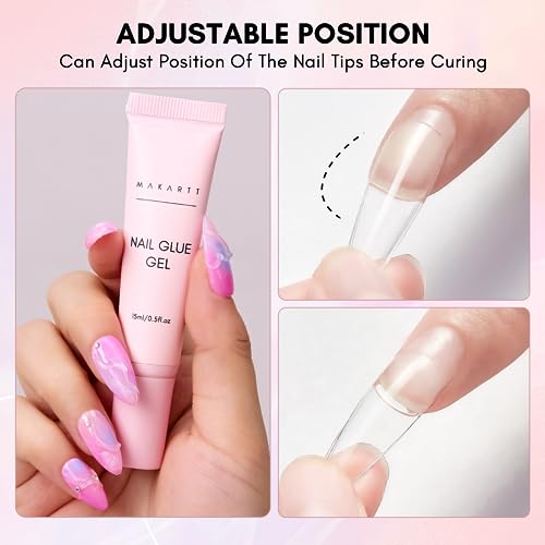 Makartt Gel Nail Glue: Solid Nail Glue for Press On Nails, 15ML 3D Gel UV Lamp Needed, Multifunctional Nails Tools Strong Adhesive Rhinestone Glues Gels for Charms & Gems, Ideal for DIY Home Salon Use - color: Clear Gel Nail Glue