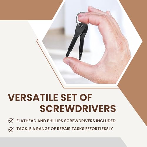 Pocket Screwdriver Set (Pack of 2) - Best Stocking Stuffers - EDC Keychain - Portable Repair Tool for Small Projects, Furniture - Compact & Ergonomic Flat Head & Phillips Key Screwdriver - 2 Colors