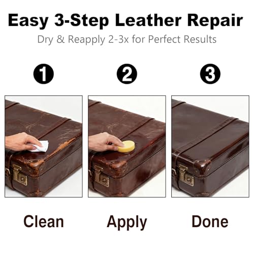 Dark Brown Leather Repair Kit, Recoloring Balm, Leather Dye | Restore Scratches, Faded & Aged Leather & Vinyl Couches, Boots, Car Seats & Furniture - color: Dark Brown
