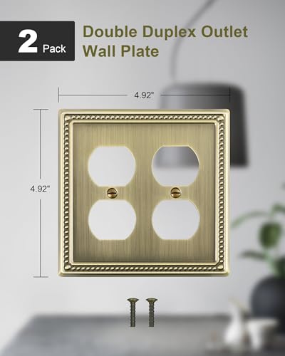 2-Pack Double Duplex Outlet Cover, Antique Brass - size: Double Duplex 2PK