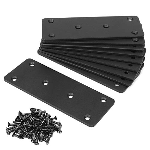 10 Pack 5" x 1-7/8" Black Flat Mending Plate, Straight Bracket