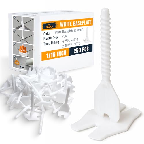 ALBO Tile Leveling System Base Plates 1/16" - 250 PCS - Professional Floor & Wall Spacers, Anti-Lippage Installation Clips for All Tile Formats, Self-Leveling Spacer System new - style: Spacer 1/16" 250 PCS