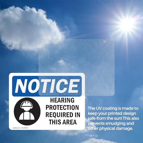 (2 Pack) Hearing Protection Required Sign With Symbol OSHA Notice Sign 18 Inch X 12 Inch Vinyl Label Decal Sticker Weather Resistant, UV Protected for Workplace, Business, and Construction Site, Made in the USA - size: 18 Inch X 12 Inch, style: Vinyl Deca