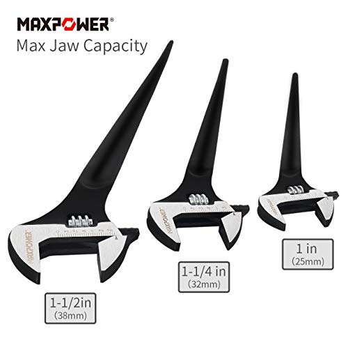 MAXPOWER 10" 12" 16" Spud Wrench Set, Tapered Handle for Hole Alignment - size: 10 in. + 12 in. + 16 in. / 3Pcs