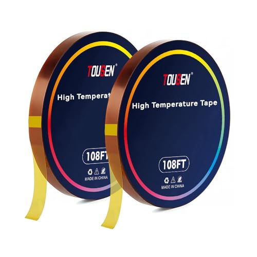 High Temperature Tape Polyimide Tape Heat Resistant Tape Heat Transfer Tape for Masking,3D Printing,Electric Task,Soldering & Insulation 12mm × 108FT ×1ROLL - size: 0.05 × 12mm × 108FT
