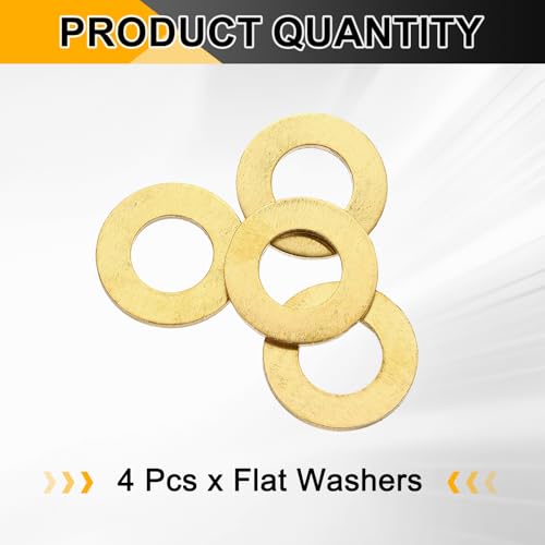 PATIKIL M14x28x2.5mm Flat Washers, 4PCS Brass Automotive Drain Plug Gaskets Flat Ring Oil Crush Washer Spacers for Faucets Garden Bolts Screws Hose, Golden - size: M14x28x2.5mm