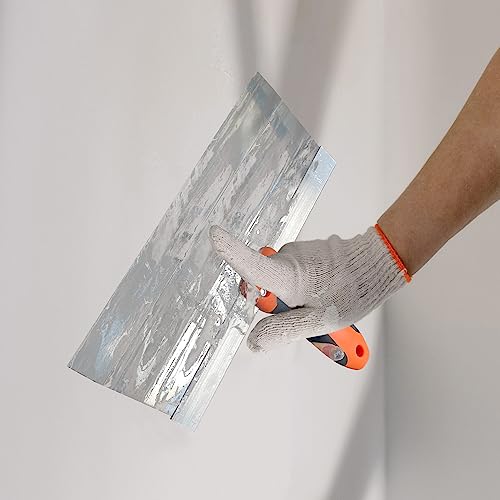 Drywall Hand Tool Kit, 5Pcs Stainless Steel Putty Knife Scrapers Taping Knife with Mud Pan for Drywall Repairing, Paint Scraping and Wallpaper Removing (6pcs) - color: 6pcs