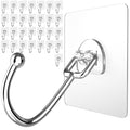 Latoxcaa Large Adhesive Hooks 30-Pack, Heavy Duty 44lb(Max) Wall Hooks for Bathroom, Outdoor, Strong Self-Adhesive Towel & Coat Hooks, Waterproof Transparent Utility Hooks for Home Improvement - size: 30-Large Hooks