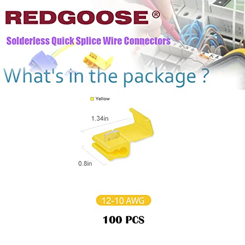 100PCS Solderless Quick Splice Wire Connectors, 12-10 AWG Lock Snap Electrical Wire Connector(Yellow) - style: 12-10 AWG Yellow 100
