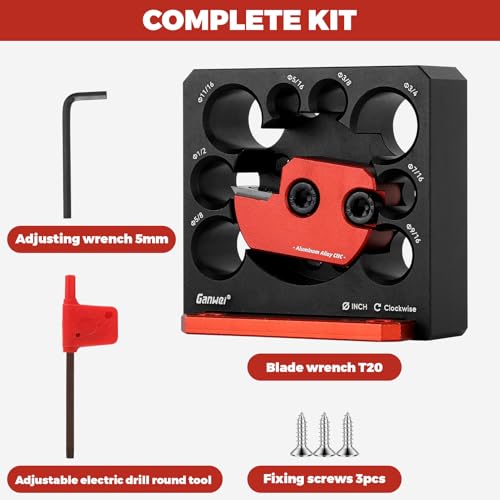 Dowel Maker Jig Kit, Adjustable 8-Size (5/16"-3/4") Drill Attachment, Carbide Blade Woodworking Tool for Making Round Sticks & Dowels from Square Lumber