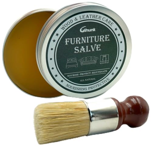Furniture Salve for Leather - Leather Furniture Repair Salve, Made with Mink Oil, Beeswax, Protects, Softens Restores and Leather Shoes, Boots, Bags, Furniture - 5.3Oz