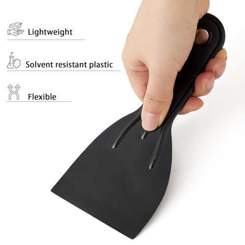 Plastic Putty Knife Set - 3Pcs Black Plastic Scraper Tool, 1.5"/3"/6" Sizes Spackle Knife for Spackling, Painting, Drywall, Arts and Crafts, Tile Jobs, Tamale Making - color: Black
