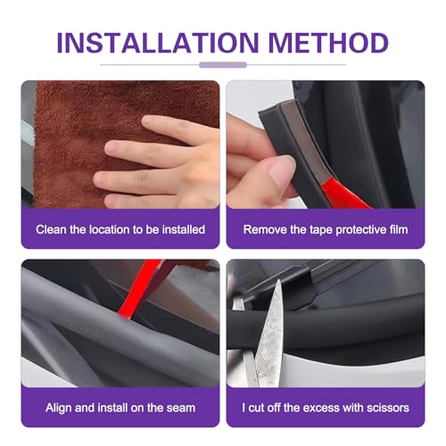 WZP 1.7M/5.6Ft Windshield Cowl Seal Strip, Rubber Auto Weather Sealing Protection, H-Shape Self Adhesive Cuttable Sunroof Window Seal Strip, Universal for Car Truck SUV (Black)
