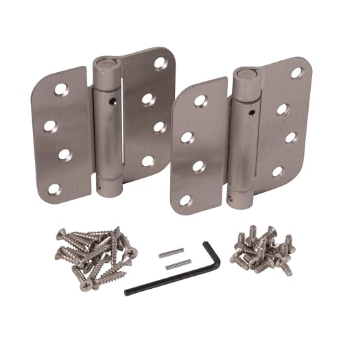 Self Closing Spring Hinges Satin Nickel 4 Inch - 5/8 Inch Radius 2-Pack - color: Satin Nickel, size: 4" x 4" with 5/8" radius (Pack of 2)