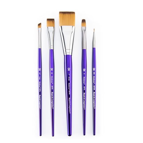 Royal & Langnickel Moderna, 5pc Wash Variety Brush Set for All Painting Mediums, Includes - Wash, Angular, Filbert, Shader & Spotter Brushes Purple - style: Wash Variety