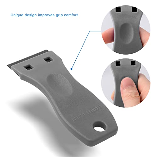 FOSHIO 20PCS Grey Plastic Razor Blade Scraper Tool for Gasket Remover, Sticker Remover, Labels Decal and Adhesive Remover for Windows and Glass - color: With Grey Scraper (20 Pack)