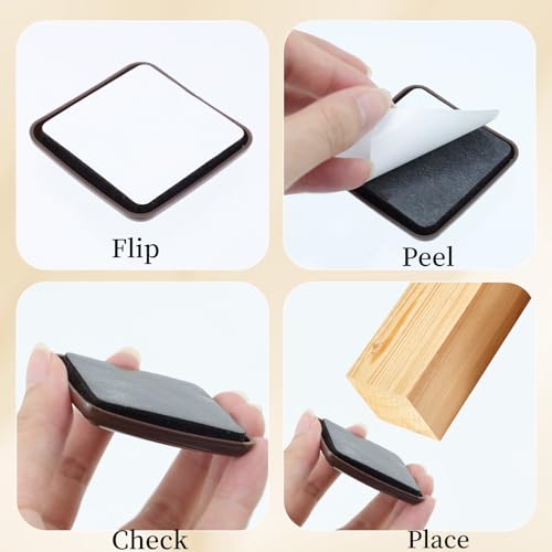 8 PCS Self-Stick Furniture Sliders -2" Brown - color: Square Brown