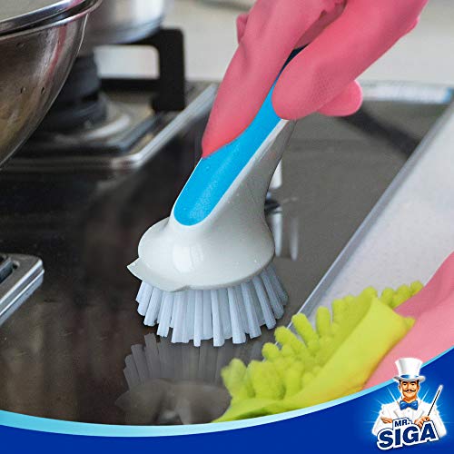 MR.SIGA Pot and Pan Cleaning Brush, Dish Brush for Kitchen, Blue, Pack of 2 - color: Blue & White