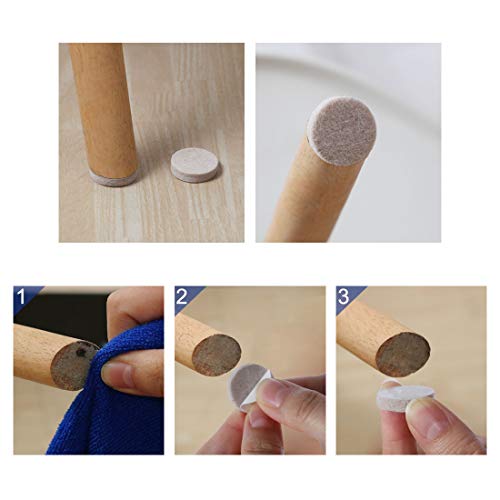 uxcell 24pcs Furniture Pads Round 1 3/8" Self-stick Non-slip Anti-scratch Felt Pads Table Floors Protector Beige