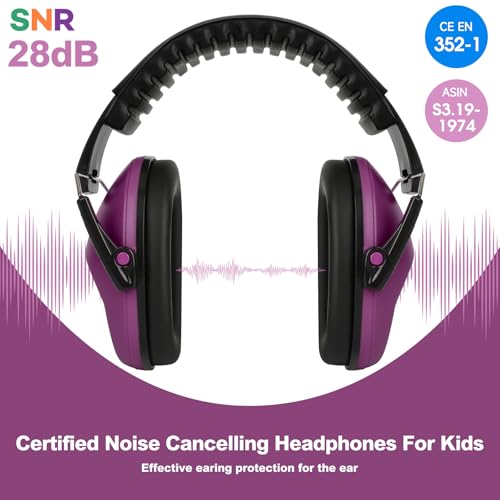 Floriogra Noise Cancelling Headphones for Kids/Toddler 28dB SNR Ear Muffs - color: Deep Purple