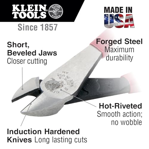 Klein Tools 80087 Dipped Plier Kit, Made in USA, Diagonal-Cutting, Needle-Nose, Side-Cutting High Leverage Linesman Pliers, Cutter and Crimper, 5-Piece - style: 5-Piece Kit