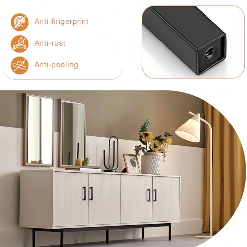 Probrico 5 Pack 5 Inch (128mm) Hole Center Cabinet Handles Stainless Steel Kitchen Drawer Pulls Square Bar Cabinet Hardware for Kitchen Bathroom Cupboard - color: Black, size: 5" hole center