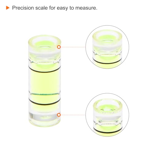 HARFINGTON 6pcs Small Cylindrical Bubble Level Vials 4.5x12mm PMMA Mini Horizontal Bubble Spirit Level Measuring Layout Tools for RV TV Picture Frame Hanging Tool Leveler - size: 4.5x12mm
