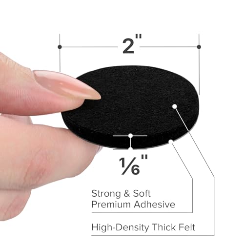 X-Protector Felt Furniture Pads - 24 Pcs 2" - Round Felt Pads - size: 2" 24 Black, Round
