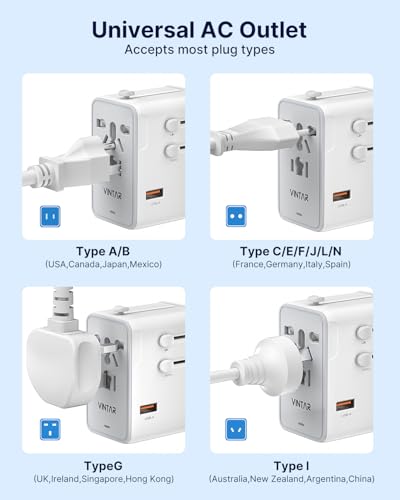 VINTAR Universal Travel Adapter 70W GaN, 5-in-1 with 3USB-C PD & 1USB-A QC - color: 70W White2