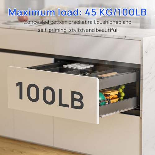 10 12 14 16 18 20 22 24 Inch Bottom Mount Soft Close Drawer Slides Full Extension Concealed Rails Track 100 lb Load Capacity 1 Pair (Soft Close Without Bracket, 12 Inch (300 mm)) - color: Soft Close Without Bracket, size: 12 Inch (300 mm)