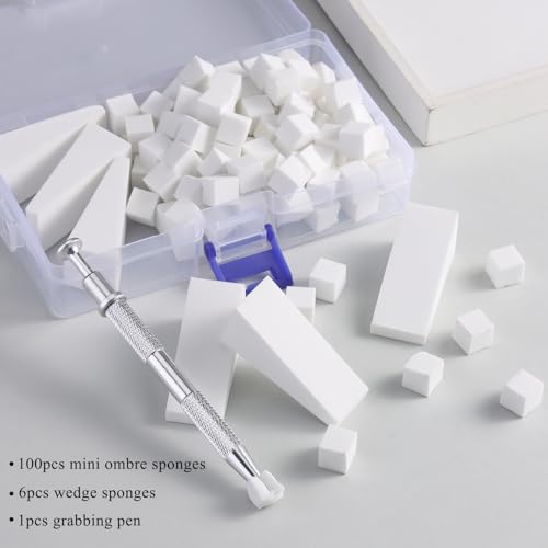 Fcozpjk 100Pcs Soft Nail Sponges for Ombre & 6Pcs Wedge Sponges Aura Nails - color: White2
