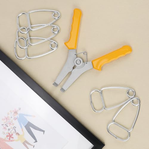QWORK Miter Spring Clamps Kit, Includes 8 Miter Clamps & 1 Pliers, Ideal for Picture Frames, Wood Trim, Moldings, and Compound Miters