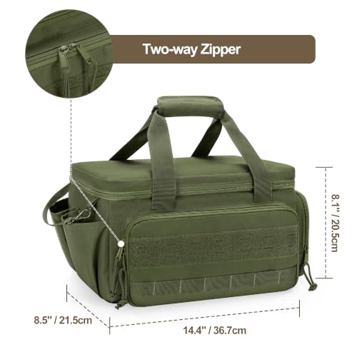 Rexmica 14-Inch Tool Bag Tool Storage Organizer Tactical Range Bag, Green - color: Green