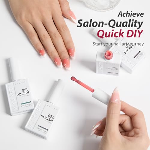 Makartt Jelly Pink Nude Red Gel Nail Polish Set 15ML: 6 Sheer Colors - color: Warm Rose