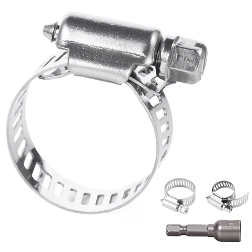 1-1/2 Inches Hose clamps, 304 Stainless Steel Worm Gear Hose Clamps,10 Pcs Fuel Line Pipe Clamps - size: 0.8 in - Φ21~38 mm