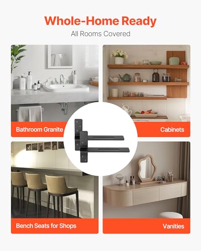VEVOR T Shelf Brackets, 200 lbs Capacity, 2 Pcs, 16 inch Solid Steel Heavy Duty with Screws for Floating Shelves, Countertop Support Hardware - size: 16x2.89x12 in