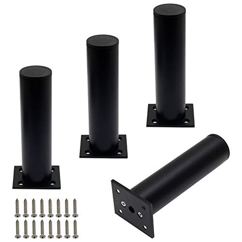 4-Pack Adjustable Aluminum Alloy Furniture Legs 6" Height Black - color: Black, size: 6 Inch
