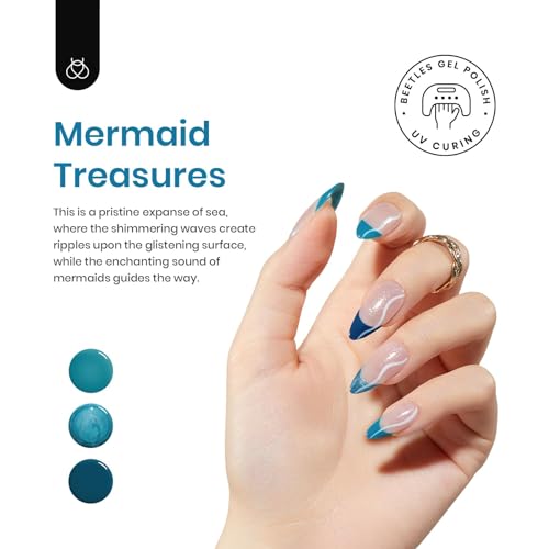 Beetles Teal Gel Polish Set, Mermaid Pearl Teal Blue Gel Turquoise Glitter - color: 0-1-1-Dazzling Princess