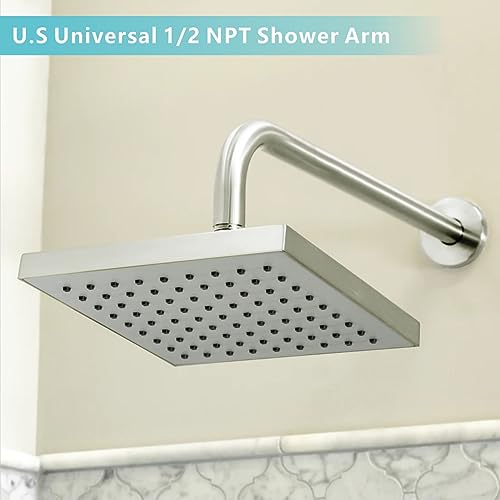 Shower Arm with Flange, 15 Inches Wall Mount Replacement Extension Showerhead Arm For Fixed Shower Head, Brushed Nickel - color: Brushed Nickel, style: 15 Inch