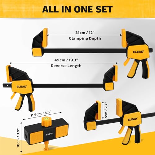 3-Pack 12-Inch Bar Clamp for Woodworking with Leveling Block Clamp, 350LBS Load Limit, Heavy Duty Quick-Release Wood Clamps/Spreader, One-Handed F Clamp for Wood Working - style: 3-Piece long 350lbs