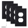 Matte Black Decorative Outlet Covers Wall Plates, Bamboo Fiber Light Switch Covers, Natural Material Electric Receptacle Switch Plate Outlet Cover of various styles (1 Gang Duplex 4 Pack) - size: 1 Gang Duplex 4 Pack